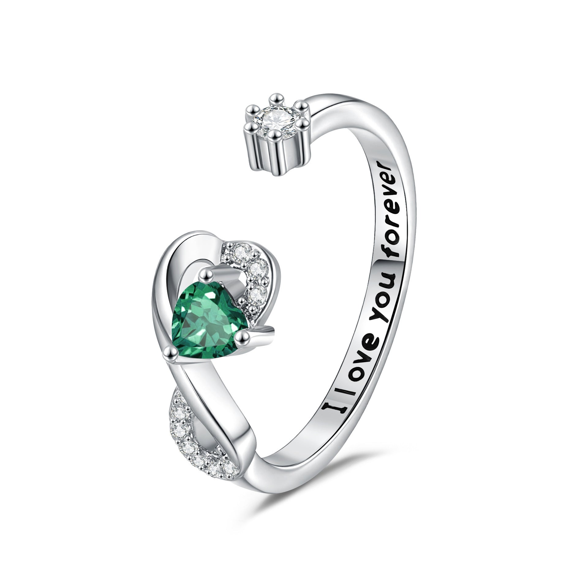 Heart-shaped Birthstone Women’s Ring Fashion - May Green / Adjustable Opening - electronic accessories