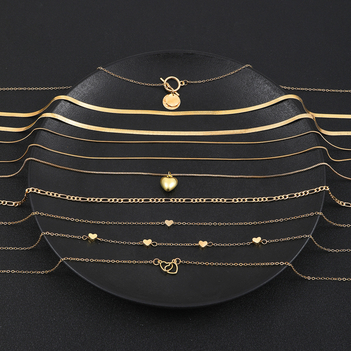 Heart Snake Bone Blade Necklace Suit 10 Pieces - Gold - electronic accessories