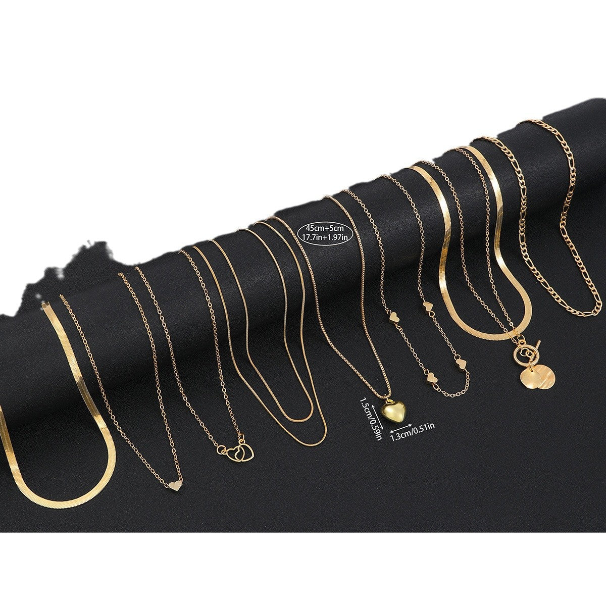 Heart Snake Bone Blade Necklace Suit 10 Pieces - Gold - electronic accessories