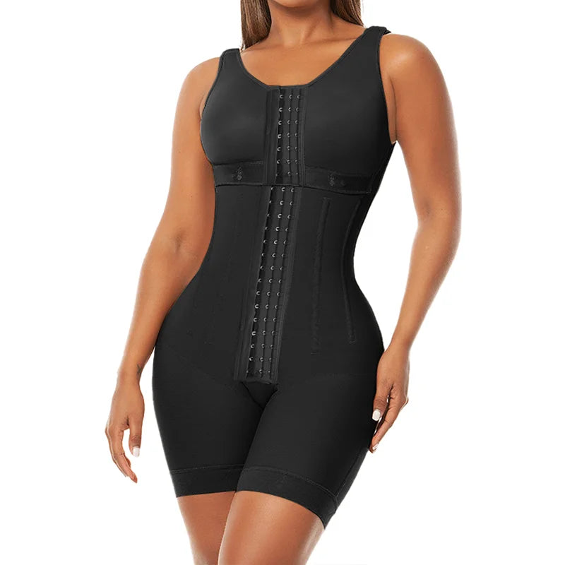 High Compression With Bones Shapewear Post-operative Waist Trainer - black / S