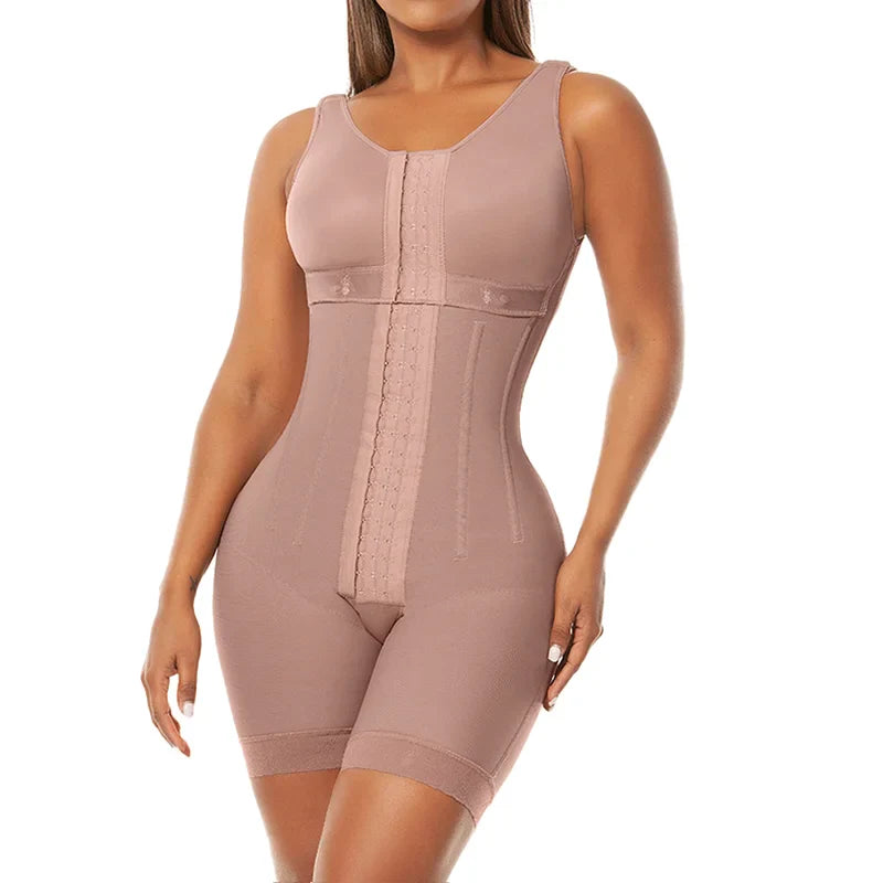 High Compression With Bones Shapewear Post-operative Waist Trainer - Pink / S