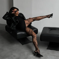 High Elastic Black Hollowed Lace Fishnet Patterned Tights for Women