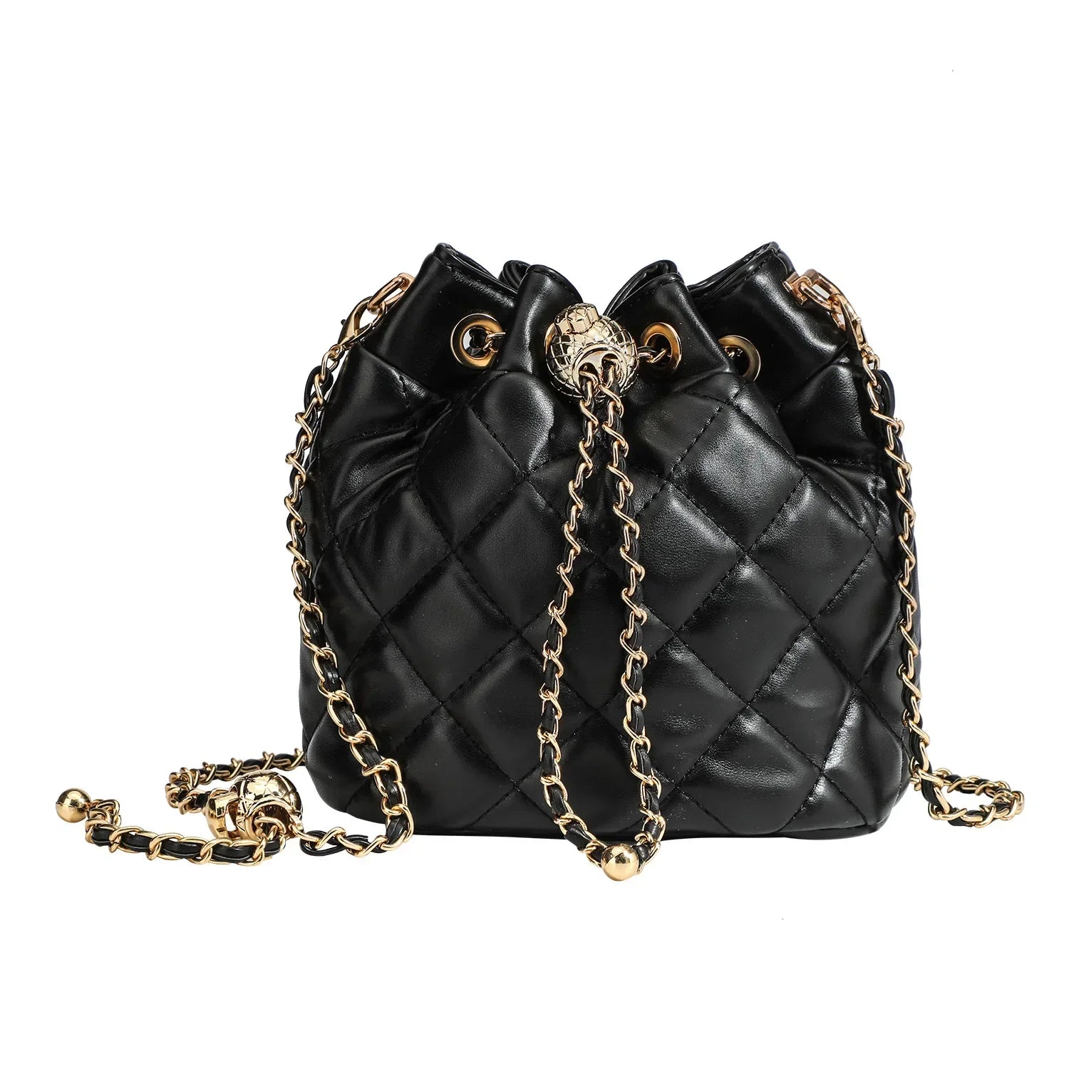 High-End Chain Bucket Bag - black