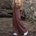 High Quality Cotton Linen Wide Leg Pants Women - Red / One Size