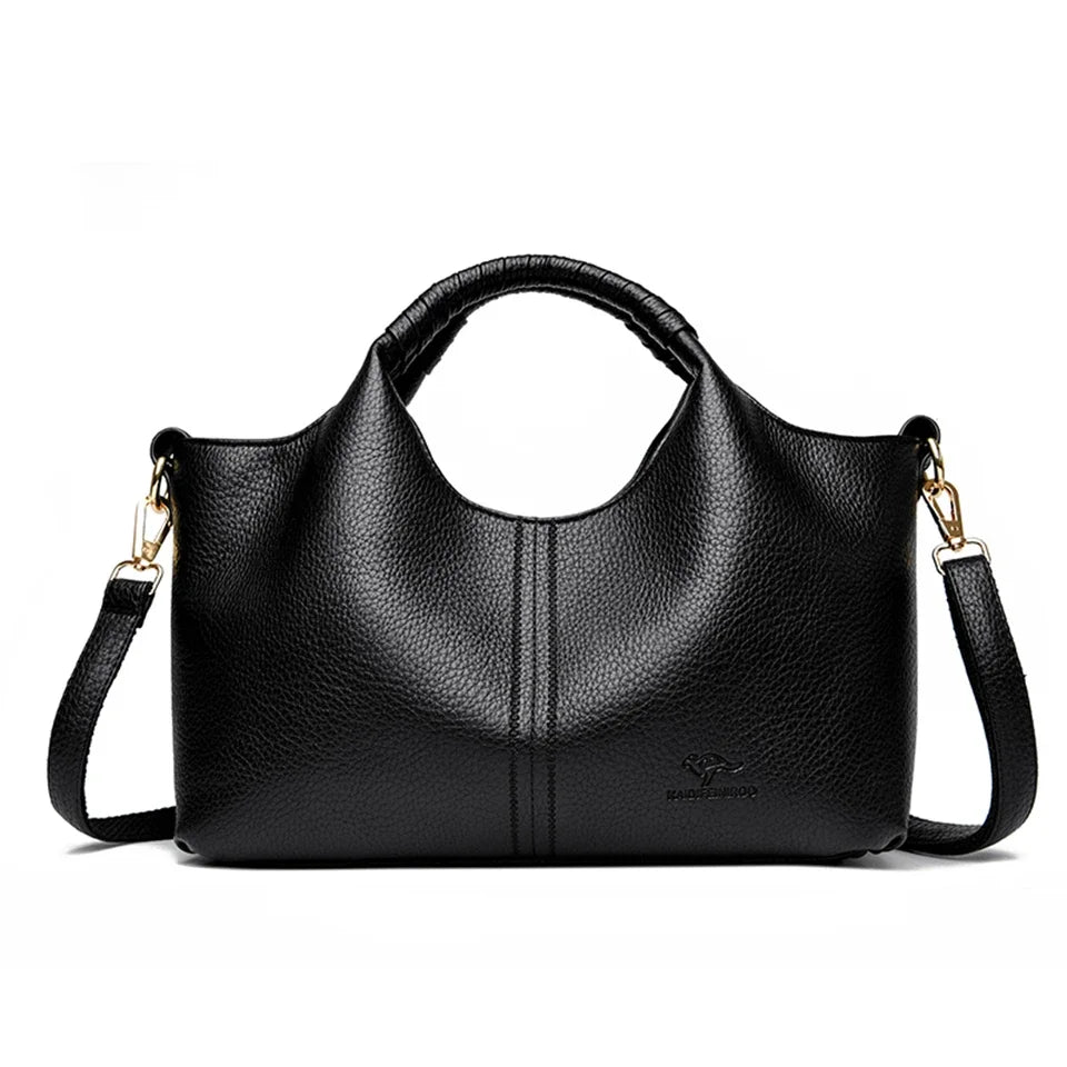 High Quality Soft Leather Women’s Handbag Tote Bag - Black