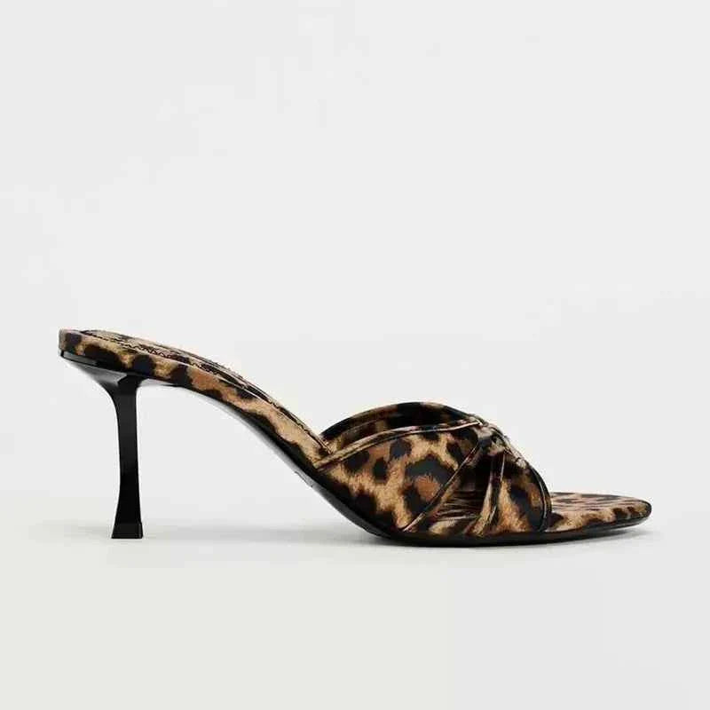 High Quality Women Shoes Bow Knot Leopard Print High Heel