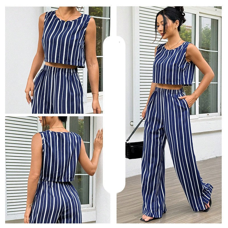 High-Rise Slim Flare Pants Summer Two-piece Set - electronic accessories