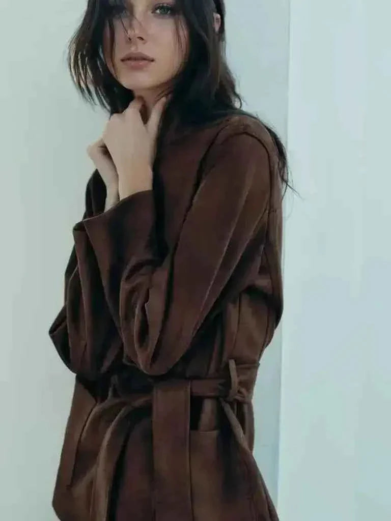 High Street Brown Suede Jacket For Women