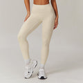 High Waist Bronzing Casual Yoga Pants Women’s Running Quick-drying Nude Feel - Light Apricot Color / L - Other