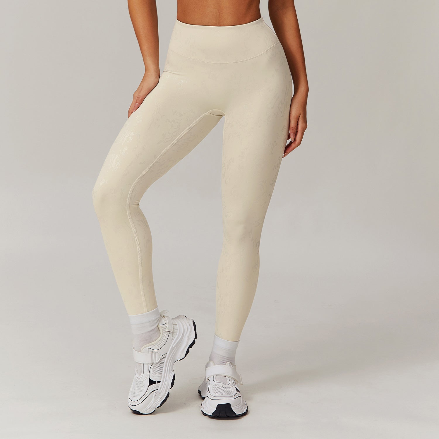 High Waist Bronzing Casual Yoga Pants Women’s Running Quick-drying Nude Feel - Light Apricot Color / L - Other