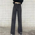 High Waist Wide Leg Jeans Women - M / Black and gray straight