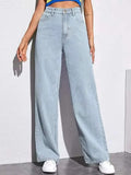 High Waist Wide Leg Jeans Women - S / Light blue straight