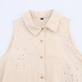 Hollow Embroidery Sleeveless Dress - Other