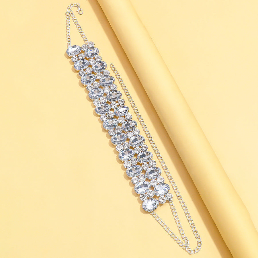 Hollow Jeweled All-match Rhinestone Necklace - Silver - electronic accessories