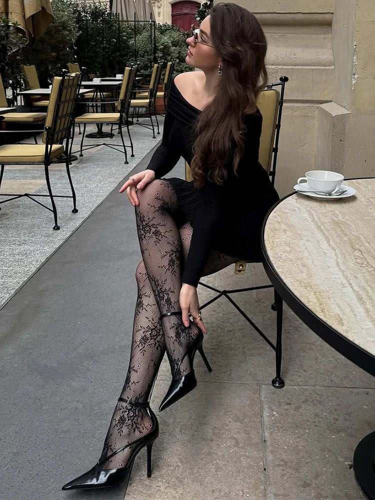 Hollow Lace Pantyhose Women