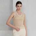 Hollow Linen Knitted Tank Top - Apricot / L / CHINA