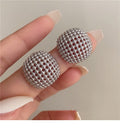 Hollow Mesh Metal Square Stud Earrings - Silver - electronic accessories
