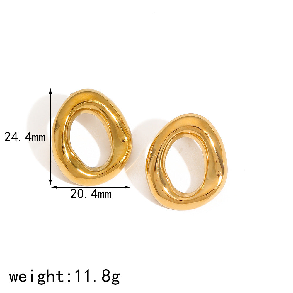 Hollow Titanium Steel Ear Studs Women - TE60019G - electronic accessories