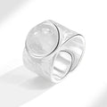 Inlaid Natural Crystal Texture Open Ring - White Gold Color / Adjustable Opening - electronic accessories