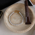 Inlay Zircon Double Layer Pearl Bracelet Waterproof Stainless Steel - JDB0307023