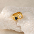 INS Personalized Hip Hop Two-color Different Pupil Zircon Ring - electronic accessories