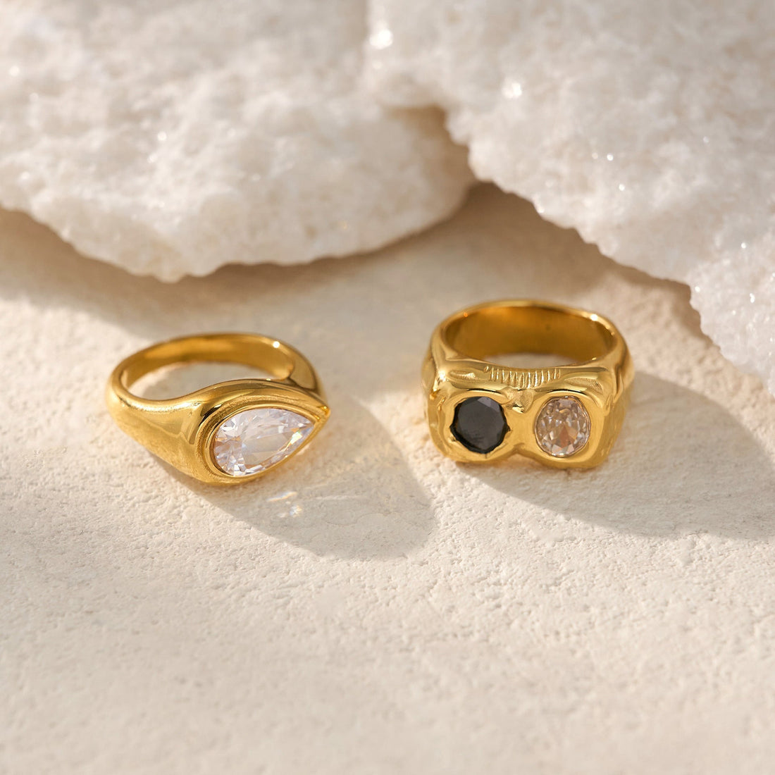 INS Personalized Hip Hop Two-color Different Pupil Zircon Ring - electronic accessories