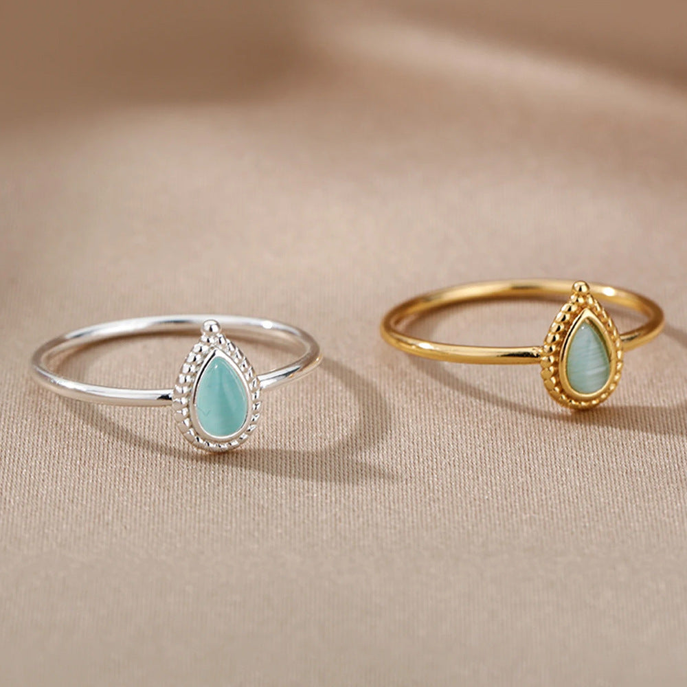 Ins Style Ring Oval Half Stone Open - 4Style / Gold - electronic accessories