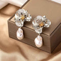 Ins Style Shaped Pearl Flower Earrings - electronic accessories