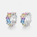 Irregular Color Zirconium Ear Studs - Thick Silver Platinum / 925 - electronic accessories