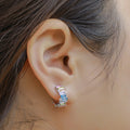 Irregular Color Zirconium Ear Studs - Thick Silver Platinum / 925 - electronic accessories