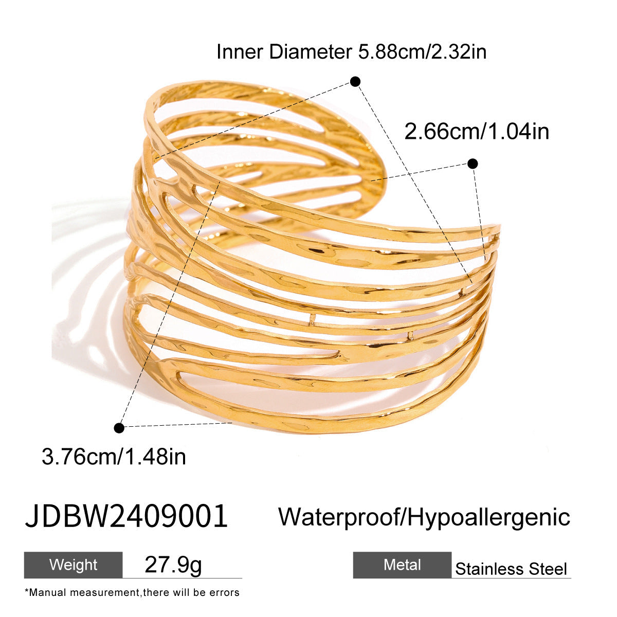 Irregular Lines Multi-layer Hollow Open-end Bracelet Retro Personality - JDBW2409001 - electronic accessories