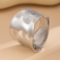Irregular Metal Wide Curved Glossy Spring Bracelet - 02 White K 2596 - electronic accessories