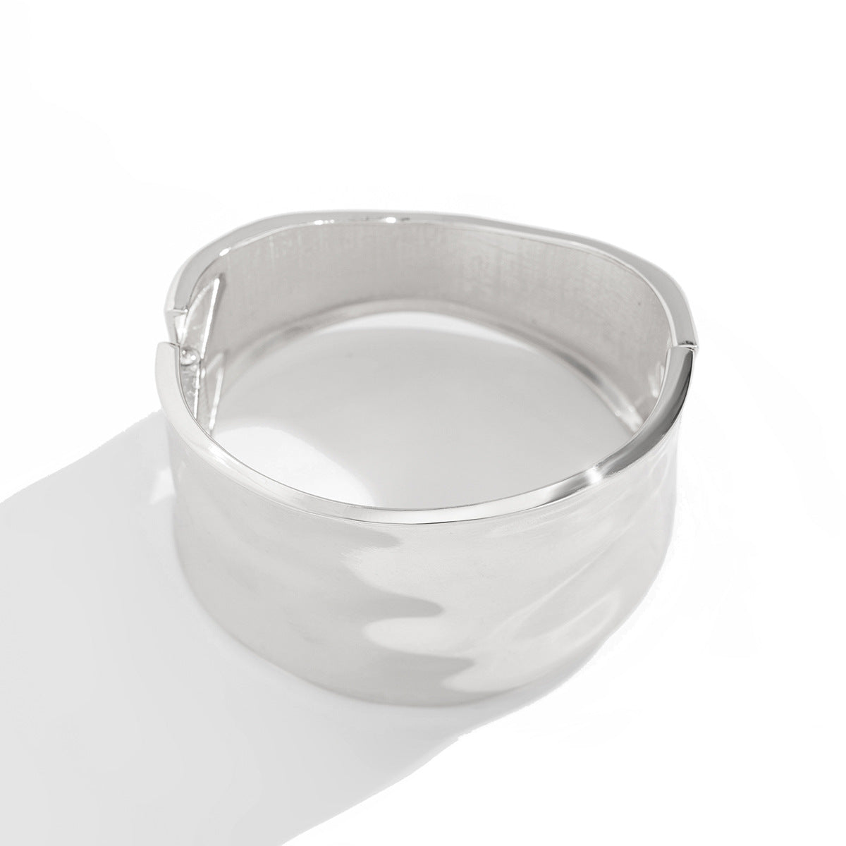 Irregular Metal Wide Curved Glossy Spring Bracelet - electronic accessories