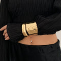 Irregular Metal Wide Curved Glossy Spring Bracelet - electronic accessories