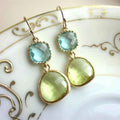 Irregular Resin Blue Vintage Green Earrings - Picture Color - electronic accessories