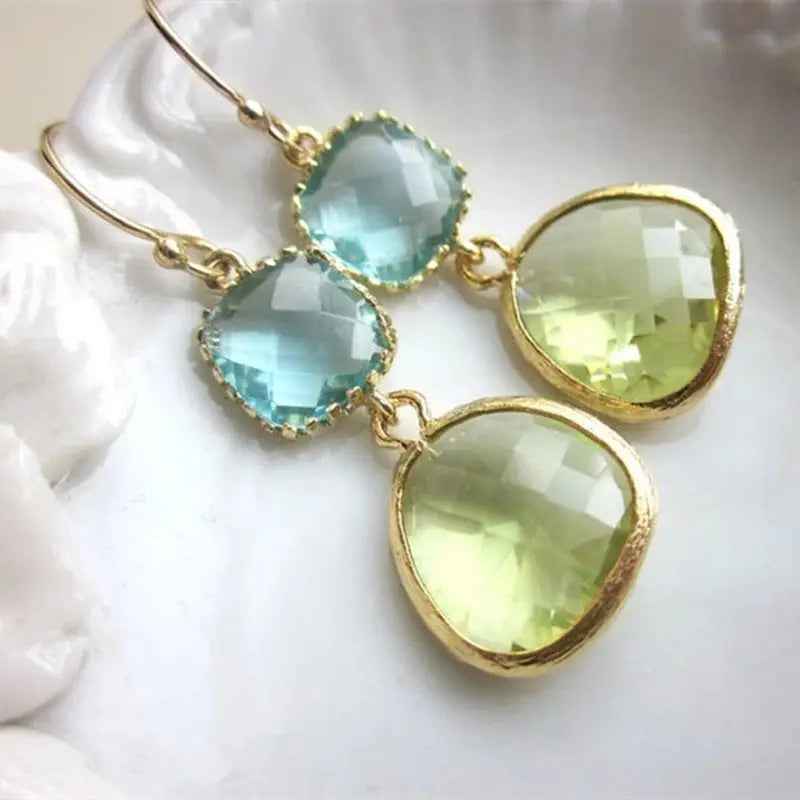 Irregular Resin Blue Vintage Green Earrings