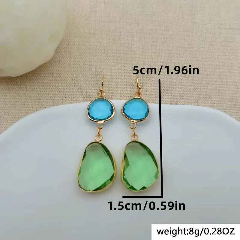 Irregular Resin Blue Vintage Green Earrings - Picture Color - electronic accessories
