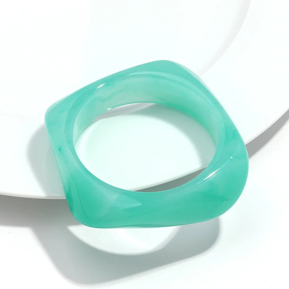 Jelly Color Big Irregular Square Acrylic Wide Bangle