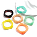 Jelly Color Big Irregular Square Acrylic Wide Bangle