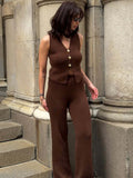 Knit Pant Sets Women - Dark Brown / S