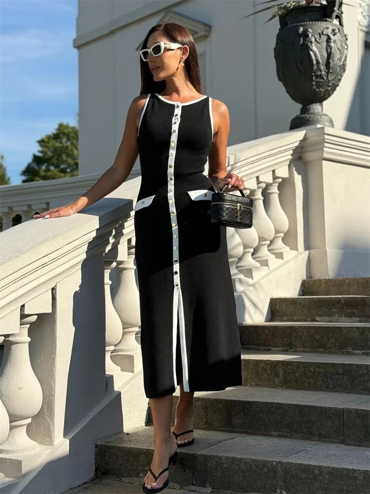 Knit Ribbed Cardigan Maxi Dress