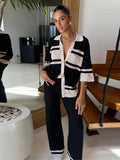 Knit Striped Pant Set Women