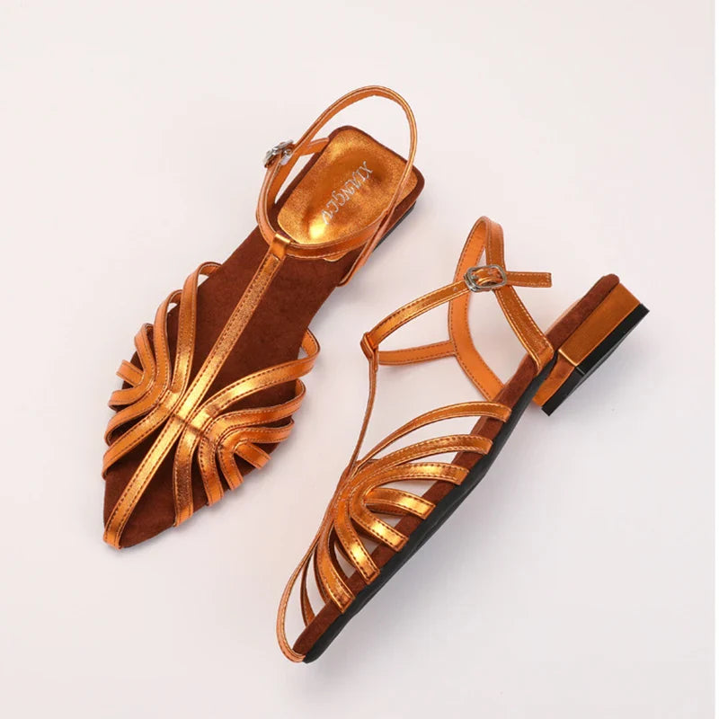 Knitted Low Heeled Roman Shoes For Women