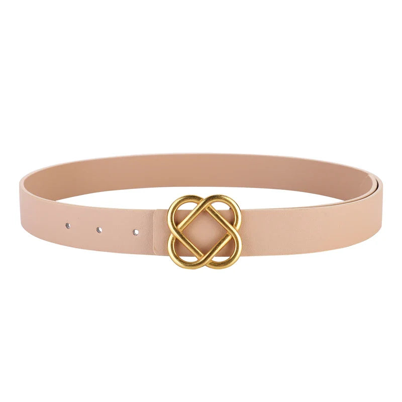 Knot Buckle Women Belt - Apricot / 100cm / CHINA