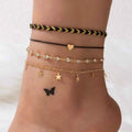 Korean Style Alloy Diamond XINGX Pendant Anklet Four-piece Set - Norellé