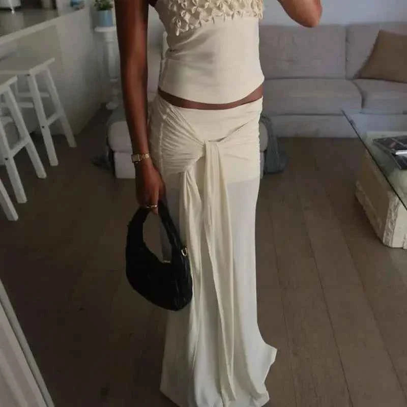 Lace High Street Half Dress Floral Camisole&Wrap Hips Skirts Sets