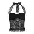 Lace Patchwork Camisoles Backless Transparent - black / S / CHINA - Other