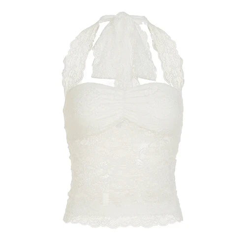 Lace Patchwork Camisoles Backless Transparent - L / Ivory / CHINA - Other