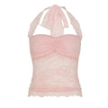 Lace Patchwork Camisoles Backless Transparent - L / Pink / CHINA - Other