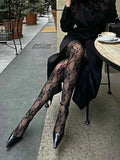 Lace Printed Pantyhose Women's Sexy Hollow Out